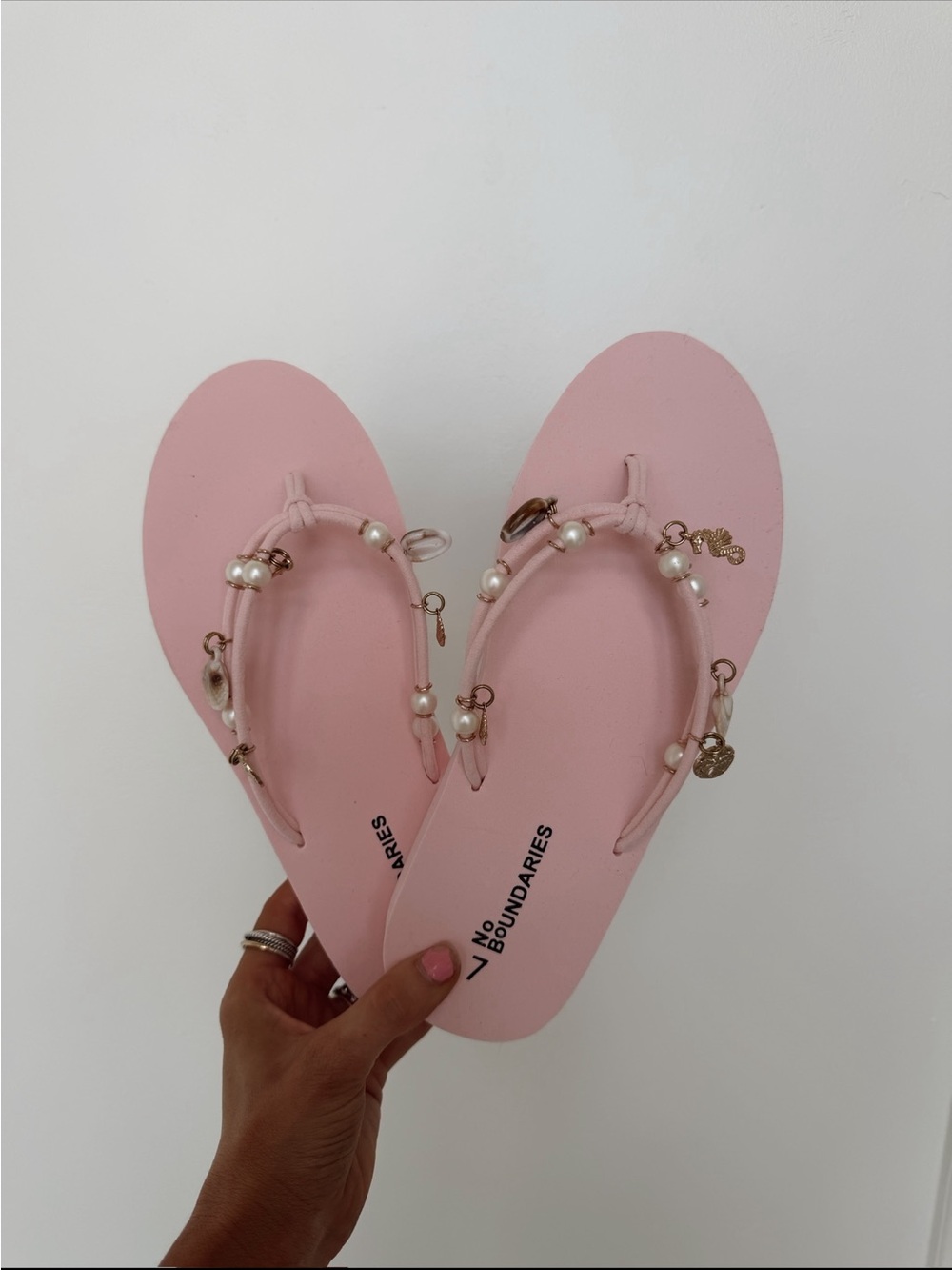 Pink platform flip-flops